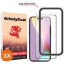 GrizzlyCoat Easy Fit iPhone 15 Plus Tempered Glass Screen Protector - Case Friendly + Installation Frame - Black (3-Pack)