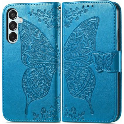 Mobigear Butterfly Samsung Galaxy M15 Plånboksfodral med sedelfack - Blå