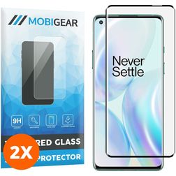 Mobigear Curved OnePlus 8 Cristal templado Protector de pantalla - Compatible con fundas - Negro (pack de 2)