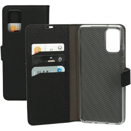 Mobiparts Saffiano Wallet Samsung Galaxy S20 Plus Pungetui med Seddelrum - Sort