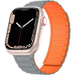 Mobigear Loop Mag Silicone Apple Watch Strap Magnetic closure - 49/46/45/44 mm - Grey / Orange