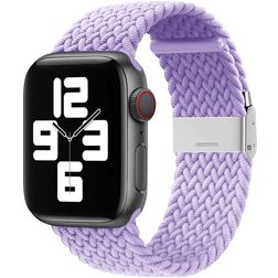 Mobigear Braided Nailon Apple Watch Ranneke Säädettävä taittolukko - 49/46/45/44 mm - Laventeli