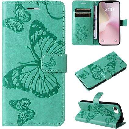 Mobigear Butterfly iPhone 17e Lompakkokotelo + Setelitasku - Vihreä