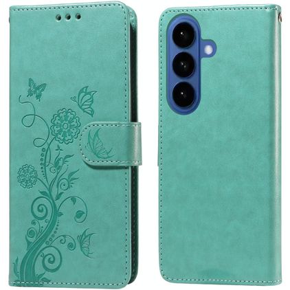 Mobigear Flowers Samsung Galaxy S26 Funda tipo libro Cartera - Verde