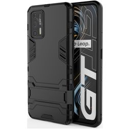 Mobigear Armor Stand Realme GT Hårdt Bagsidecover Stødsikkert med Stander - Sort