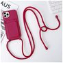 Mobigear Lanyard Card iPhone 15 Pro Max Silikoni Suojakuori kaulanauhalla + Korttitasku - Viininpunainen +