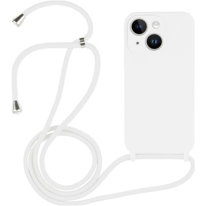 Mobigear Lanyard iPhone 14 Silikon Skal med rem - Vit