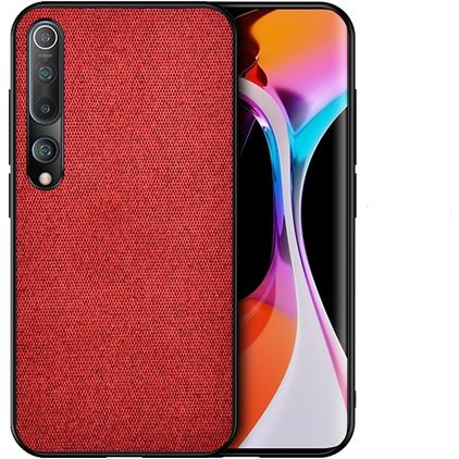 Mobigear Fabric Xiaomi Mi 10 Fodral Hårdplast Skal - Röd