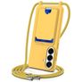 Mobigear Lanyard Card Samsung Galaxy S26 Plus Silicona Funda con cuerda y tarjetero - Amarillo