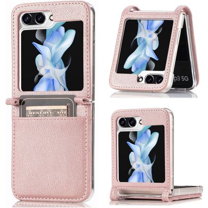 Mobigear Excellent Samsung Galaxy Z Flip 5 Hard Case Back cover with Card Holder - Rose Gold
