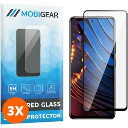 Mobigear Premium POCO X3 GT Cristal templado Protector de pantalla - Compatible con fundas - Negro (pack de 3)