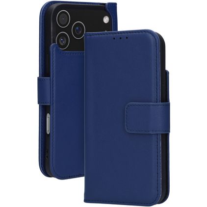 Mobiparts Wallet iPhone 17 Pro Max MagSafe Aito nahka Lompakkokotelo + Setelitasku - Sininen