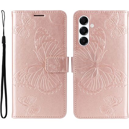 Mobigear Butterfly Samsung Galaxy A26 Cover a libro portafoglio - Oro rosa