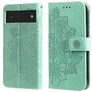 Mobigear Flowers Google Pixel 6 Cover a libro portafoglio - Verde