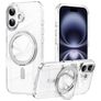 Mobigear Frosted Mag iPhone 17 MagSafe Plástico rígido Capa traseira com suporte - Prateado