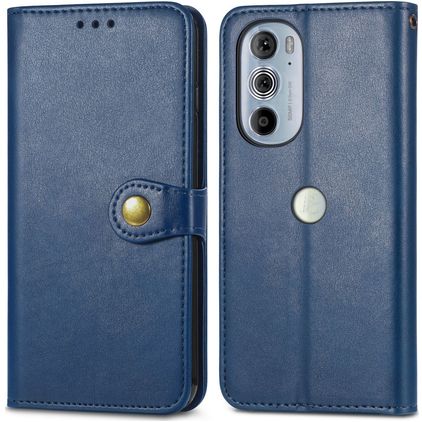 Mobigear Snap Button Motorola Edge 30 Pro Cover a libro portafoglio - Blu