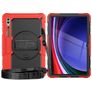 Mobigear SureGrip Xtreme Samsung Galaxy Tab S9 Ultra Cover Hård plast / Silikone Bagsidecover + Skulderrem + Stander - Sort / Rød