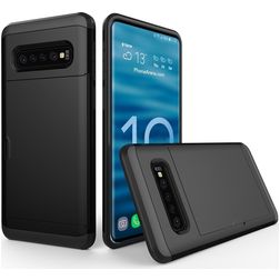 Mobigear Card Samsung Galaxy S10 Hårdt Bagsidecover Stødsikkert med kortholder - Sort