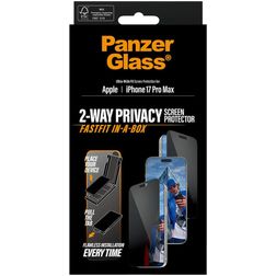 PanzerGlass FastFit iPhone 17 Pro Max Vetro Protezione schermo Privacy - Compatibile con le cover + Telaio di installazione - Nero