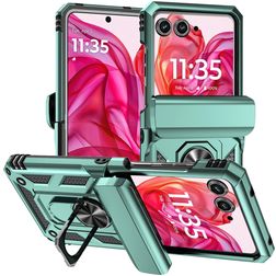Mobigear Armor Ring Motorola Razr 50 Fodral Hårdplast Skal Stötsäkert med ringhållare - Grön