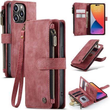 CaseMe C30 iPhone 14 Pro Funda tipo libro Cartera - Rojo