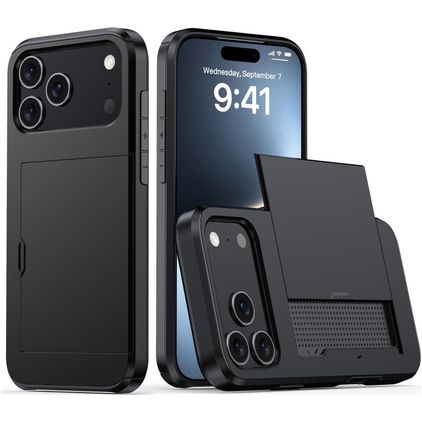 Mobigear Card iPhone 18 Pro Max Hard Case Back cover Shockproof with Card Holder - Black