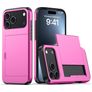 Mobigear Card iPhone 18 Pro Kova Suojakuori Iskunkestävä + Korttitasku - Rose Red