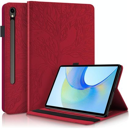Mobigear Tree Samsung Galaxy Tab S10 FE Plus Capa livro + Suporte para caneta stylus - Vermelho