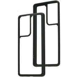 Mobiparts Rugged Clear Samsung Galaxy S21 Ultra Fodral Hårdplast Skal Stötsäkert - Transparent / Svart