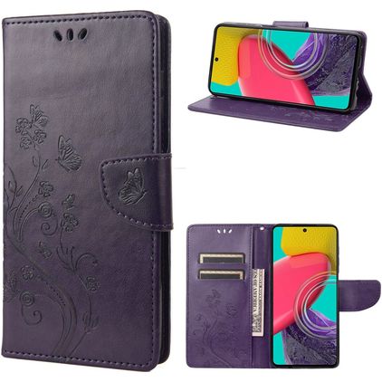 Mobigear Flowers Samsung Galaxy M53 Capa livro Carteira - Roxo