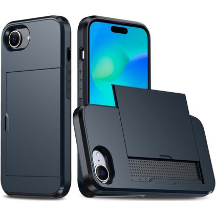 Mobigear Card iPhone 17e Hard Case Back cover Shockproof with Card Holder - Blue