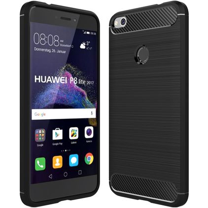 Mobigear Brushed Slim Huawei P8 Lite (2017) TPU flexible Carcasa - Negro