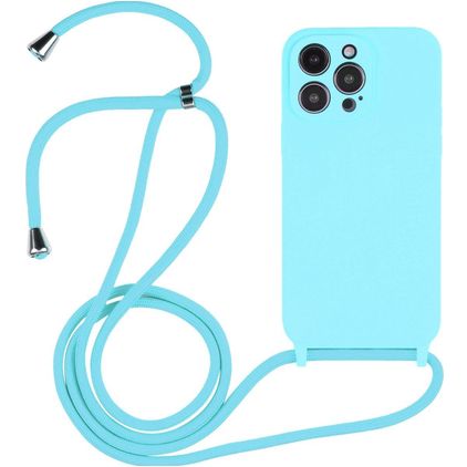 Mobigear Lanyard iPhone 14 Pro Silicone Capa com cordão - Azul