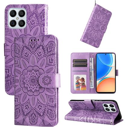 Mobigear Sunflower HONOR X8 Lompakkokotelo + Setelitasku - Violetti