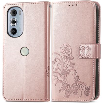 Mobigear Clover Motorola Edge 30 Pro Wallet case - Rose Gold
