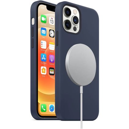 Mobigear Rubber Touch iPhone 12 Silicone MagSafe Back cover - Navy Blue
