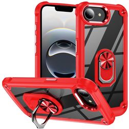 Mobigear Crystal Ring iPhone 16e Plástico rígido Capa traseira com anel - Vermelho