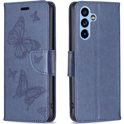 Mobigear Butterfly Samsung Galaxy A54 Plånboksfodral med sedelfack - Blå