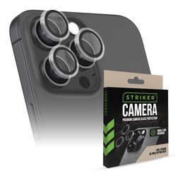 Striker Single Lens iPhone 15 Pro Max Cristal templado Protector de lente de cámara - Compatible con fundas - Negro