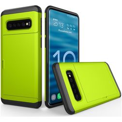 Mobigear Card Samsung Galaxy S10 Hard Case Back cover Shockproof with Card Holder - Green