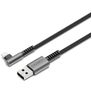 Cygnett Angled Braided USB-A – Apple Lightning Kaapeli MFI 1 m - Musta