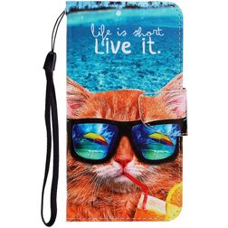 Mobigear Design Xiaomi Mi Note 10 Pro Funda tipo libro Cartera - Cat Beach