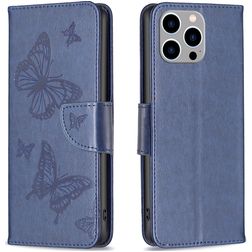 Mobigear Butterfly iPhone 15 Pro Max Pungetui med Seddelrum - Blå