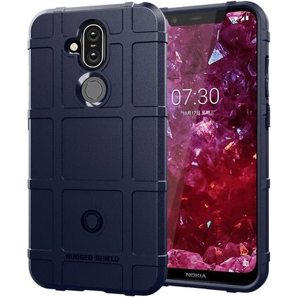 Mobigear Rugged Shield Nokia 8.1 Joustava TPU Suojakuori Iskunkestävä - Tummansininen