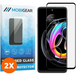 Mobigear Premium Motorola Edge 20 Lite Tempered Glass Screen Protector - Case Friendly - Black (2-Pack)