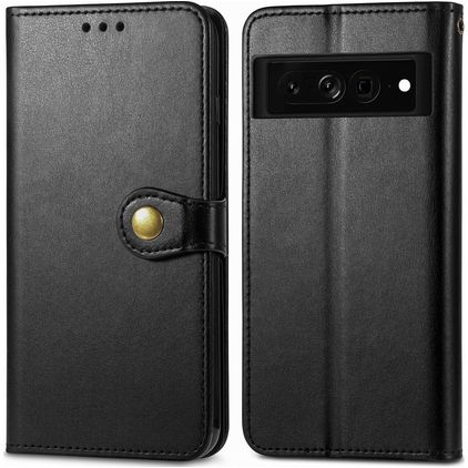 Mobigear Snap Button Google Pixel 7 Pro Lompakkokotelo + Setelitasku - Musta