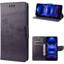 Mobigear Flowers Xiaomi Redmi Note 12 Pro Plus Cover a libro portafoglio - Viola