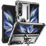 Mobigear Armor Ring Samsung Galaxy Z Fold 4 Hårdt Bagsidecover Stødsikkert med ringholder - Sølv