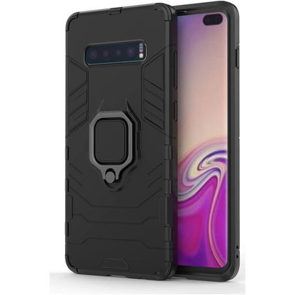 Mobigear Armor Ring Samsung Galaxy S10 Plus Hardcase Back cover Antiurto con anello - Nero
