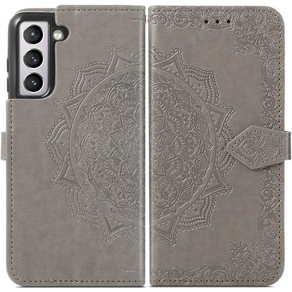 Mobigear Mandala Samsung Galaxy S21 FE Funda tipo libro Cartera - Gris